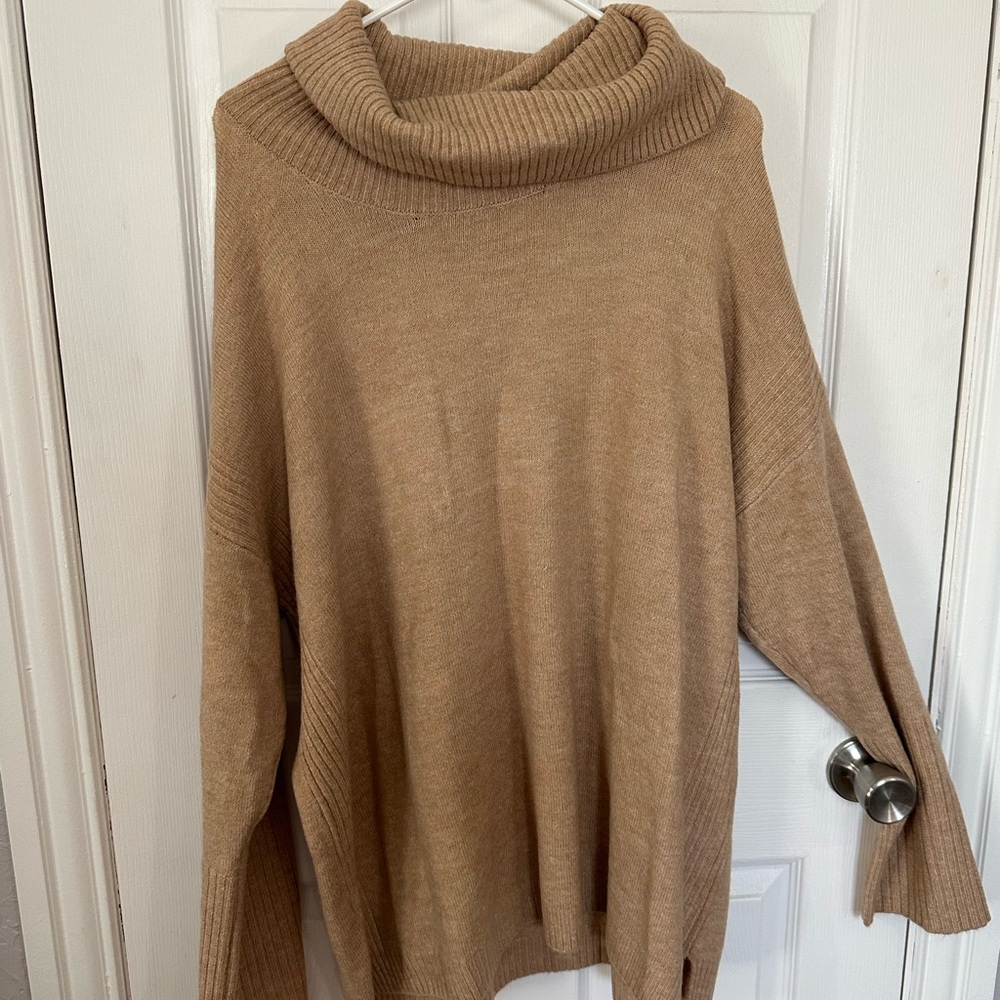 LOFT Tan Cowl Neck Sweater
